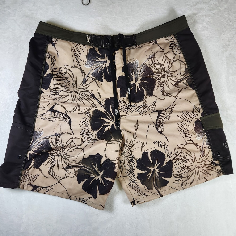 AFCO Mens Floral Swim‎ Trunks Board Shorts Drawstring Pockets Beach